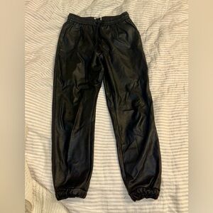 Faux leather joggers